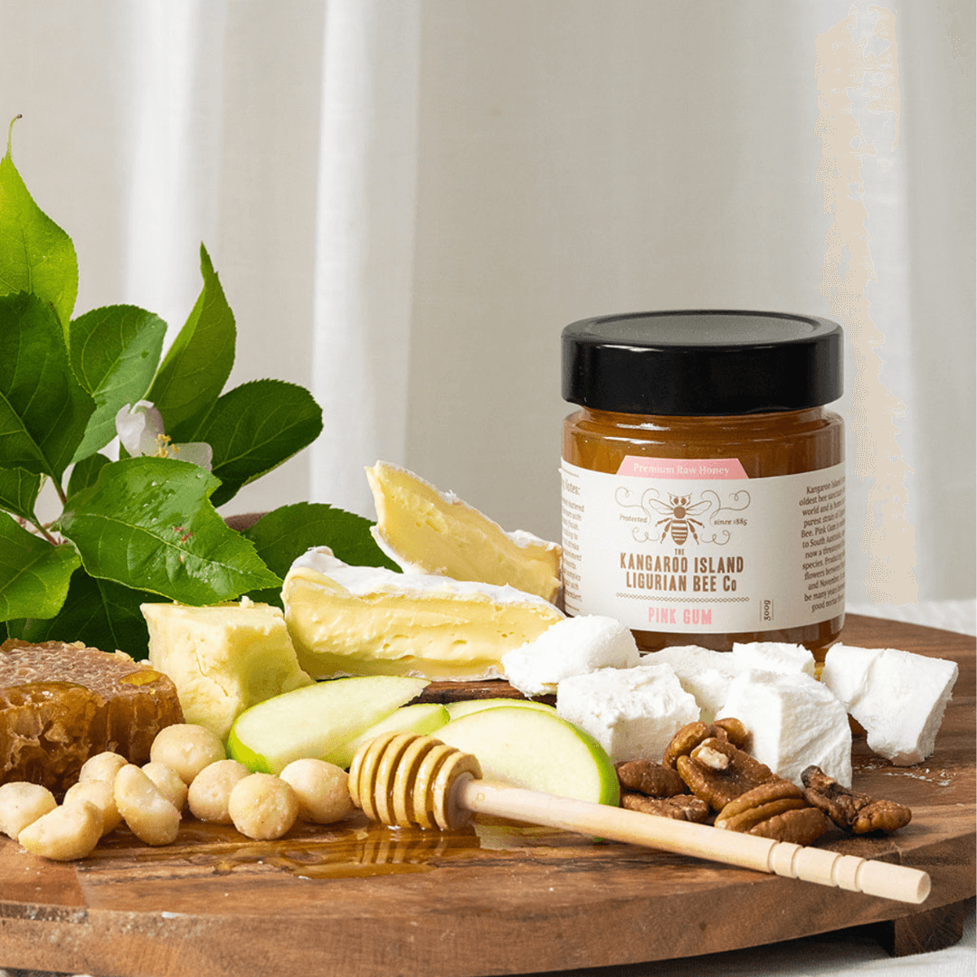 Kangaroo-Island-Ligurian-Bee-Co-Pink-Gum-Honey-with-Cheeseboard