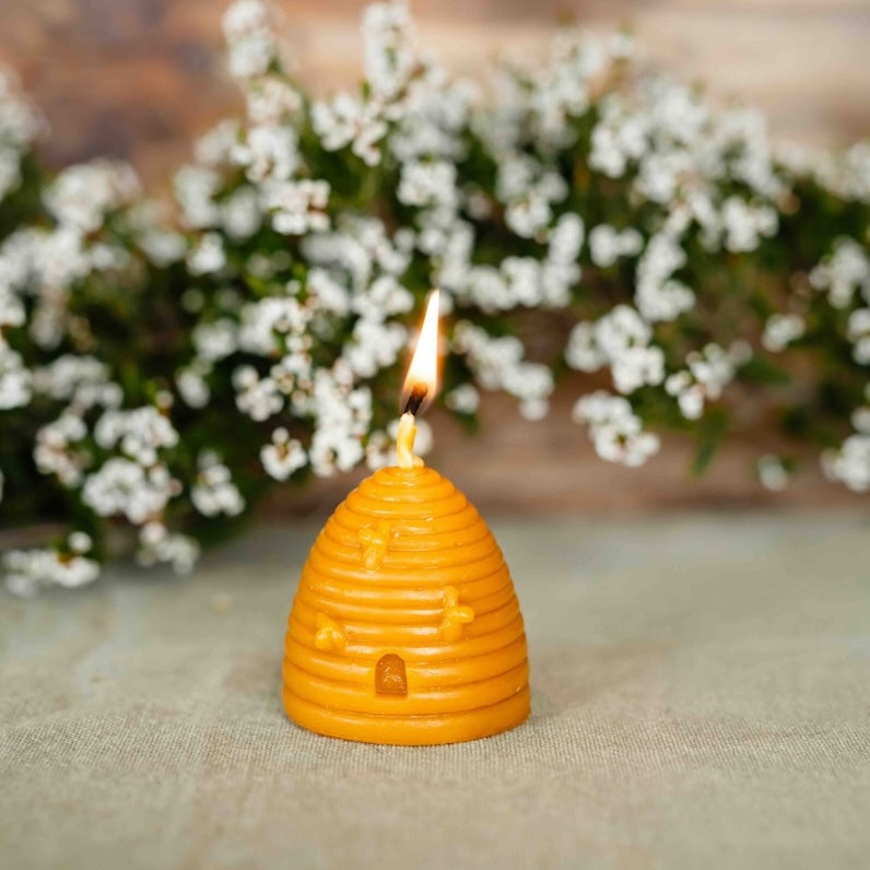 Beeswax Candle - Skep with Bees